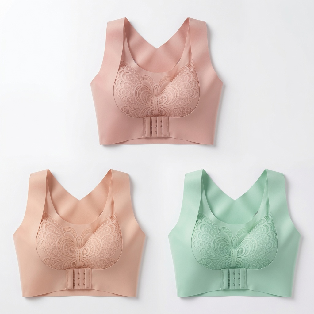 0ScG2 ৩ পিস -Premium Quality Butterfly Magic Bra - Image 1